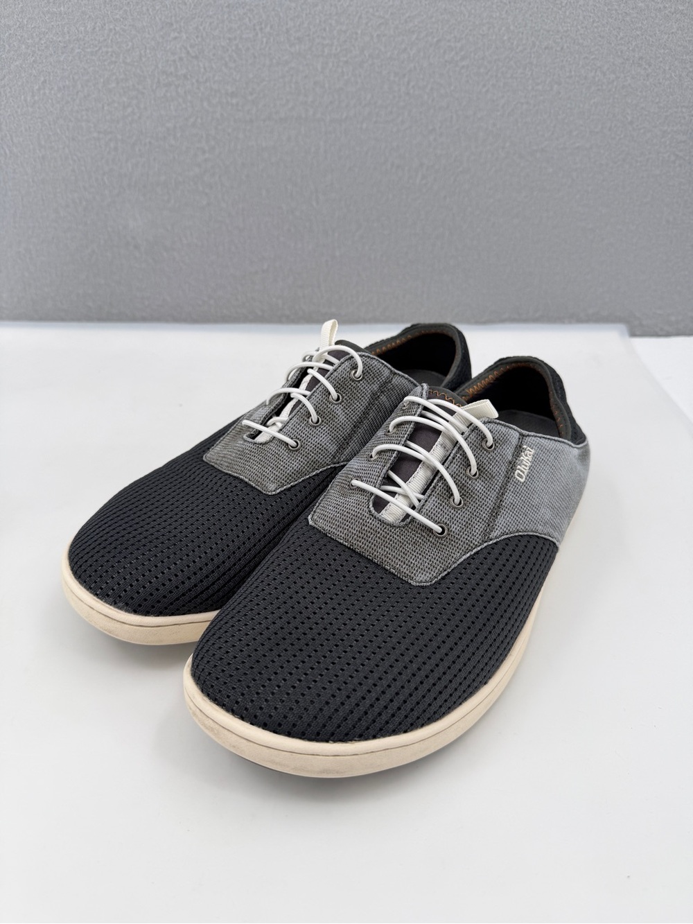OluKai Nohea Moku No Tie Boat Shoes Mens 10 Gray Dark Shadow Slip On Sneakers